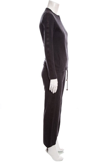 Chanel Charcoal Cotton & Cashmere Athletic Set SZ 38