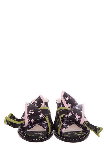 No 21 Black Floral & Rhinestone Lined Mules SZ 39