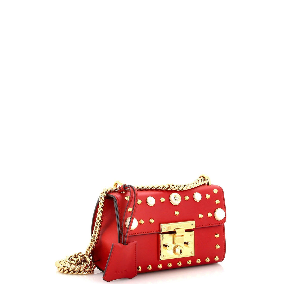 Pearly Padlock Shoulder Bag Studded Leather Small