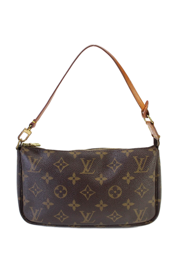 Louis Vuitton Womens Brown Leather Monogram Zip Small Shoulder Bag Handbag