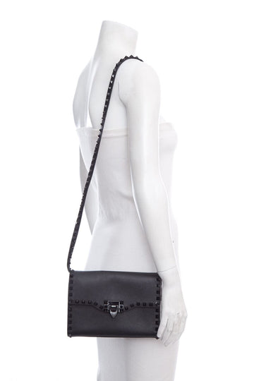 Valentino Black Rockstud Medium Handbag