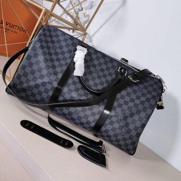 Makersluxe - Travel Bag In Checkered Canvas Grey