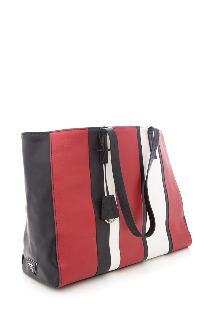 Prada Multi Striped Leather Tote