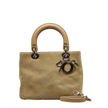 Dior  Dior Silver  Handbags Shoulder Bag 2WAY Beige Sued Ladies Dior [ Paris]