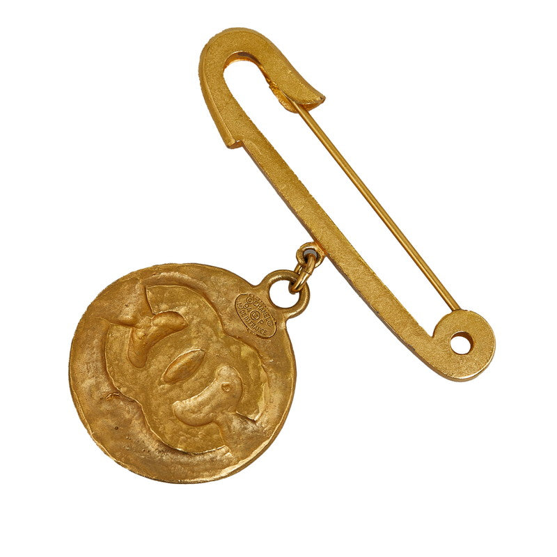 Chanel Vintage Logo Cocomark Coin Brochure Gold   Chanel