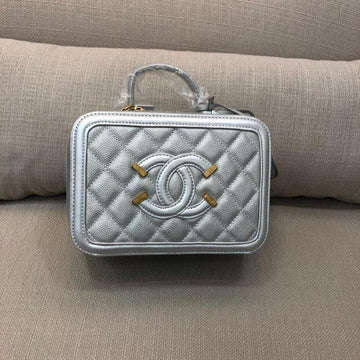Makersluxe - Caviar Quilted Small CC Vanity Case Silver