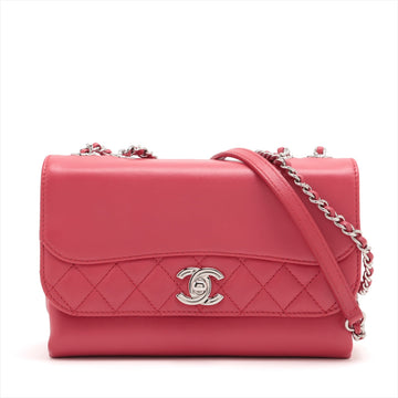 Chanel Matrasse  Single Flap Double Chain Bag Red Silver G