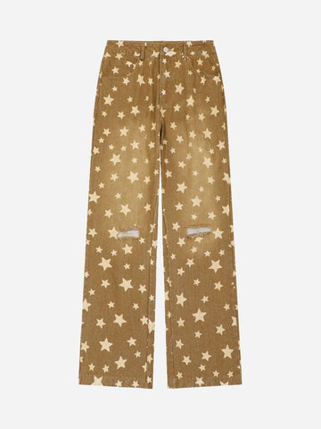 Sneakerland American Washed Star Ripped Straight Jeans