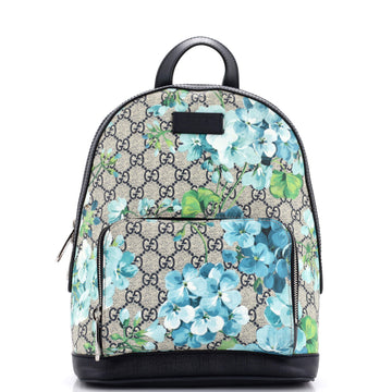Zip Pocket Backpack Blooms Print GG Coated Canvas Small