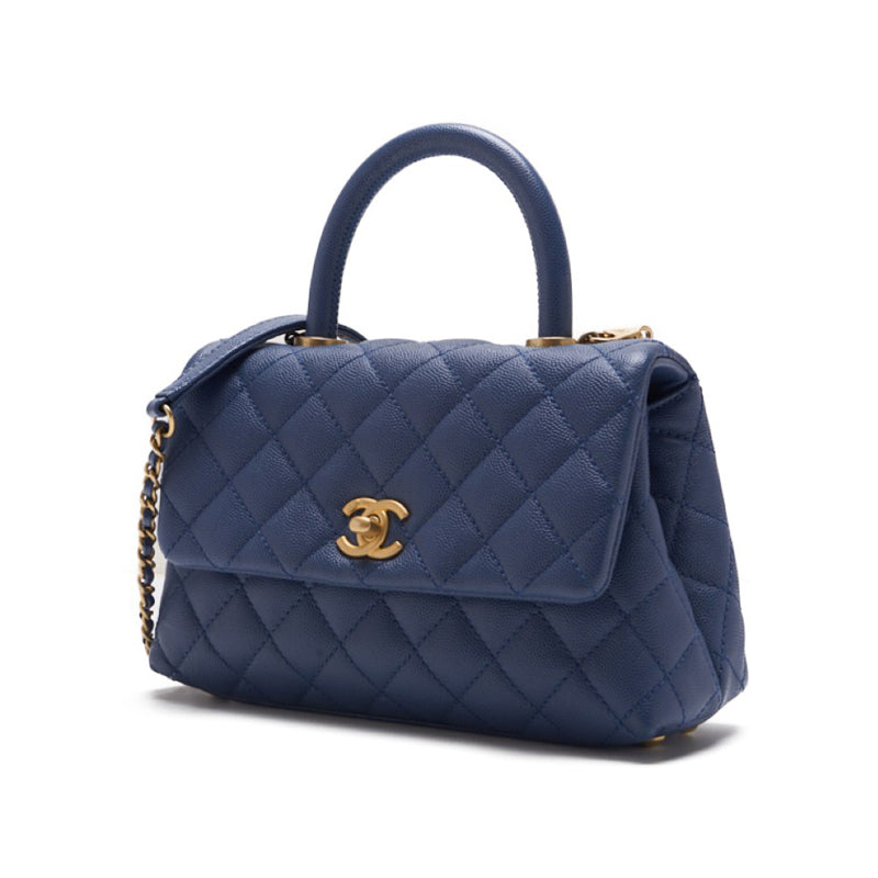 CHANEL Matrasse Coco Handle 2WAY Handbag Caviar S Blue  Handbag  Shoulder Bag Ladies Handbag Hybrid ? Ship? Ladies Handbag Ladies Handbag Ladies Handbag Ladies Handbags