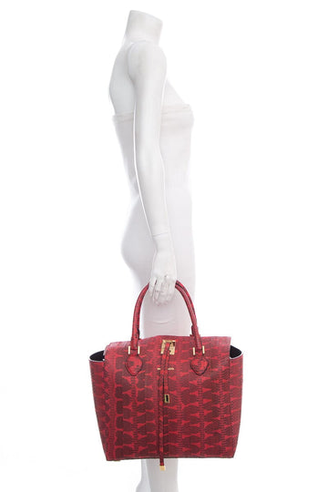 Michael Kors Collection Red Genuine Snake Skin Tote