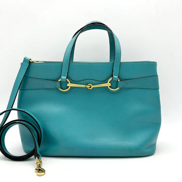 GUCCI Textured Calfskin Medium Bright Bit Tote Blue LA14699
