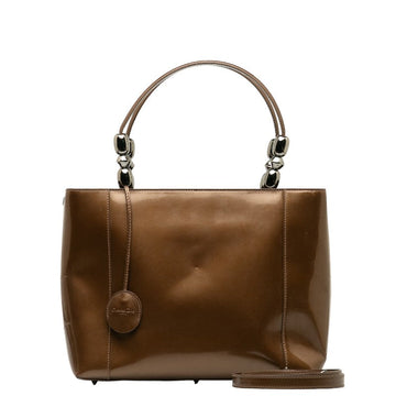 Dior Maris Pearl Handbags 2WAY Brown Patent Leather  Dior