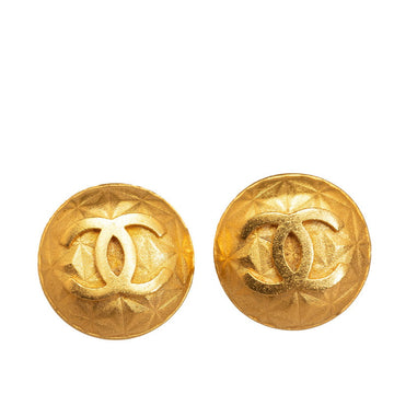 Chanel Button Earrings Clip-On Gold