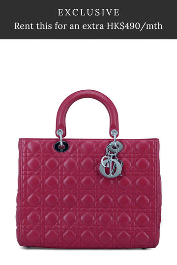 Large Lady Dior Dark Pink