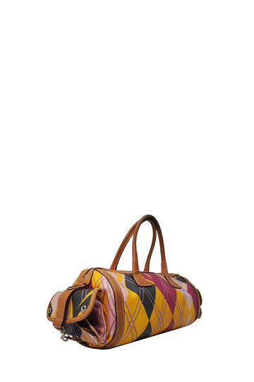 Small Golf Boston Canvas and Leather Argyle Bag Multicolor