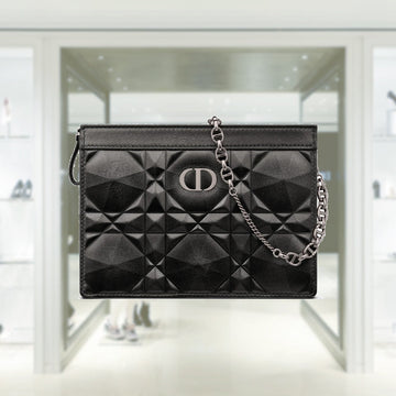 DIOR CARO ZIPPED POUCH WITH CHAIN