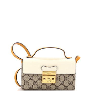 Padlock Top Handle Bag GG Coated Canvas and Leather Mini