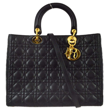 Christian Dior 1999 Black Lambskin Large Lady Dior Bag