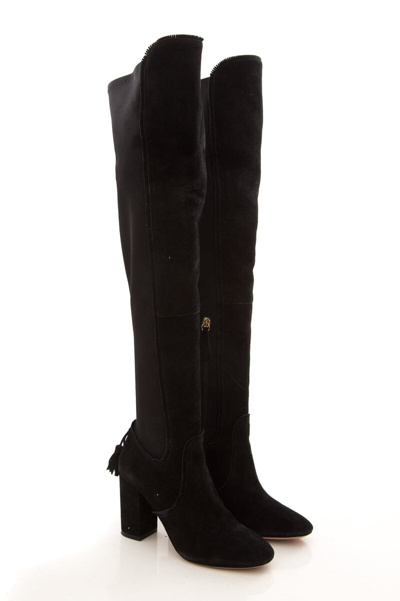 Aquazzura Black Suede Boots SZ 35.5