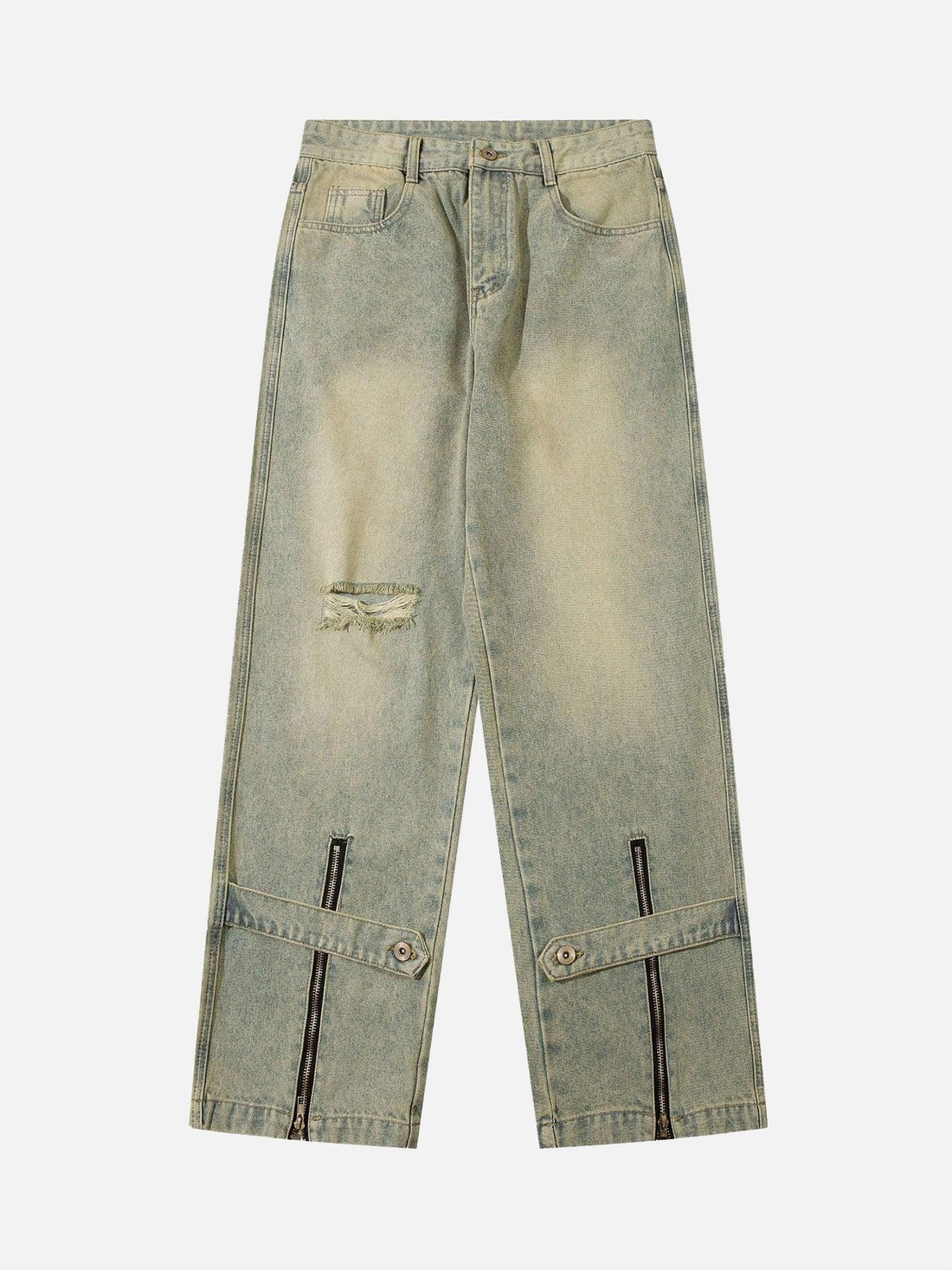 1984 American Street Trend Zipper Design Washed Jeans