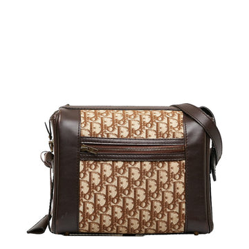 Dior Trotter Shoulder Bag Beige Brown Canvas Leather Ladies Dior