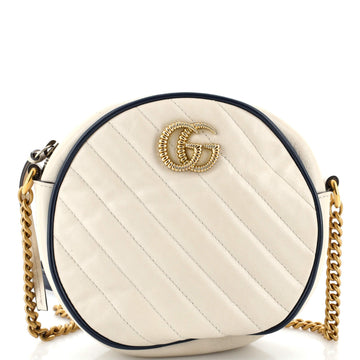 GG Marmont Round Shoulder Bag Diagonal Quilted Leather Mini