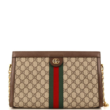 Ophidia Chain Shoulder Bag GG Coated Canvas Medium