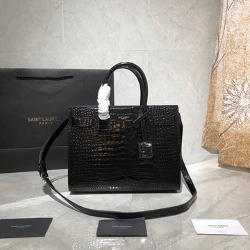 Makersluxe - NANO CLASSIC SAC DE JOUR BAG CROC BLACK