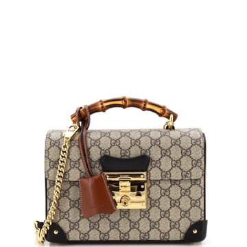 Padlock Bamboo Shoulder Bag GG Coated Canvas Small