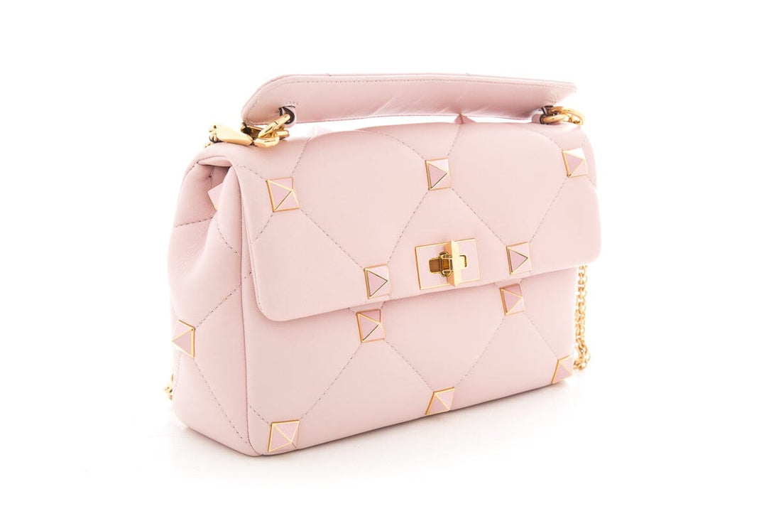 Valentino Pink Roman Stud Shoulder Bag