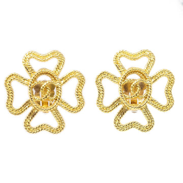 CHANEL 1993 Floral Earrings Gold Clip-On 28