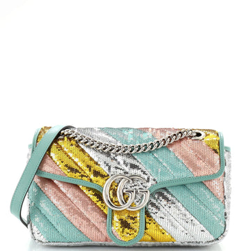 GG Marmont Flap Bag Diagonal Quilted Sequins Small
