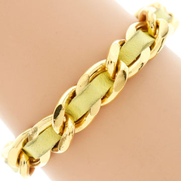?Suale  OFF?Chanel CHANEL Bracelet G   Leather Gold/Yellow 26  46.4g  ?Supersale?