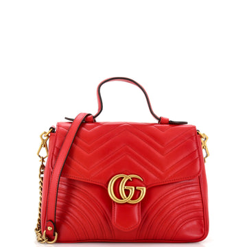 GG Marmont Top Handle Flap Bag Matelasse Leather Small