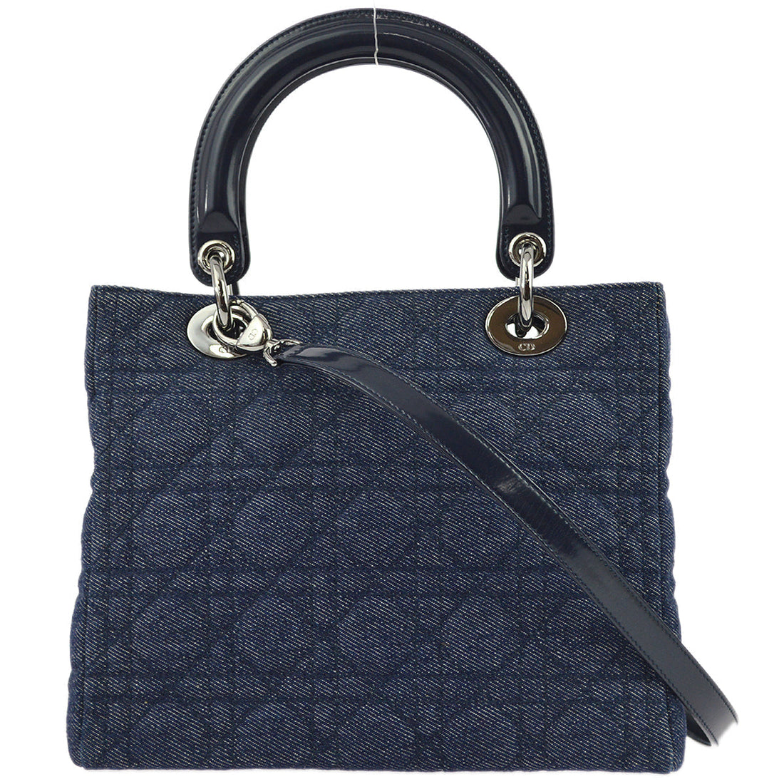 Christian Dior Navy Lady Dior Cannage 2way Shoulder Handbag