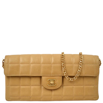 Chanel 2000-2001 Beige Lambskin East West Choco Bar Chain Shoulder Bag