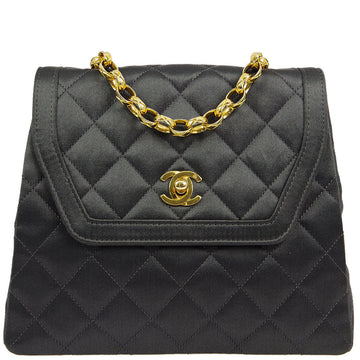 Chanel * 1989-1991 Gray Satin Border Flap Bag & Pouch Set