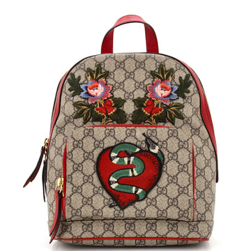 Zip Pocket Backpack Embroidered GG Coated Canvas Small