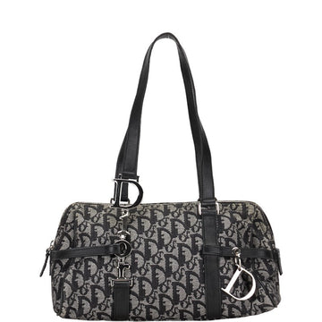 Dior Trotter Logo Handbag Black Linen Leather  Dior