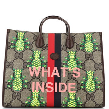 Interlocking G Patch Convertible Tote Printed Jumbo GG Coated Canvas Large