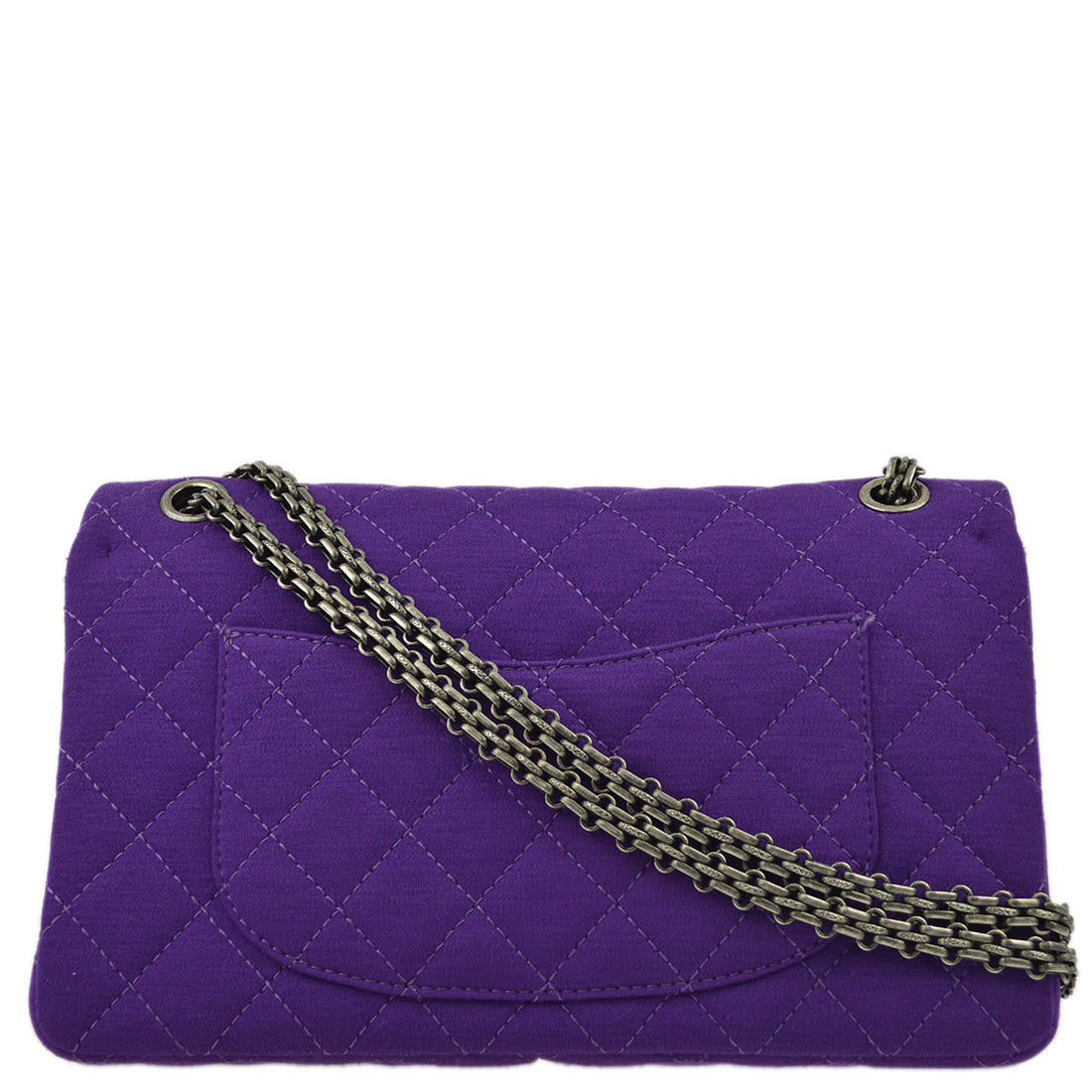 Chanel Purple Cotton 2.55 Classic Double Flap Shoulder Bag