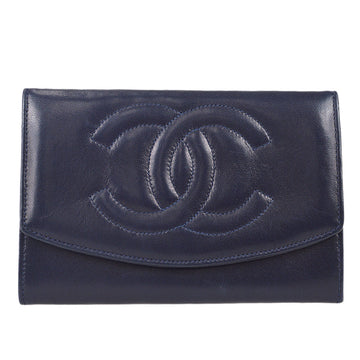 Chanel 1994-1996 Timeless Coin Case Lambskin Navy