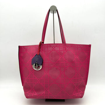 CHRISTIAN DIOR Calfskin Perforated Cannage Dioriva Tote Hot Pink LA22409