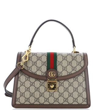 Ophidia Flap Top Handle Bag GG Coated Canvas Small