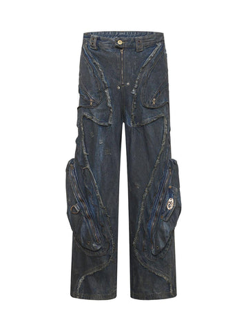 Makersluxe Wasteland Style Washed Straight Leg Jeans