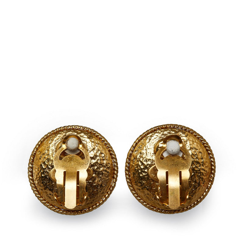 Chanel Vintage Logo Round Fake Pearl Earrings Gold  Ladies Chanel
