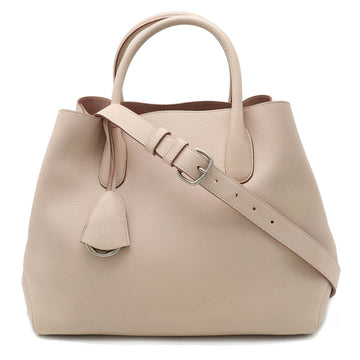 Christian Dior Open Bar Tote Bag 2WAY Shoulder Bag Leather Baby Pink Silver