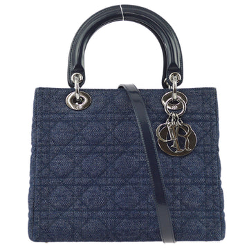 Christian Dior Navy Lady Dior Cannage 2way Shoulder Handbag