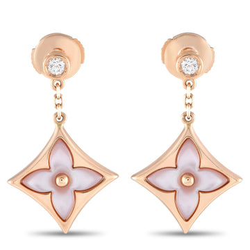Louis Vuitton Color Blossom 18K Rose Gold Diamond and Mother of Pearl Dangle Earrings LV15-041924